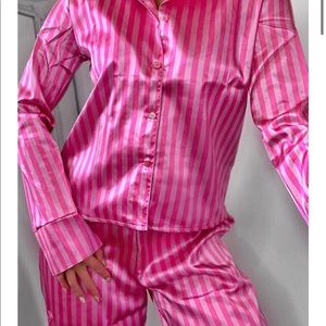 Satin stripped PJ set